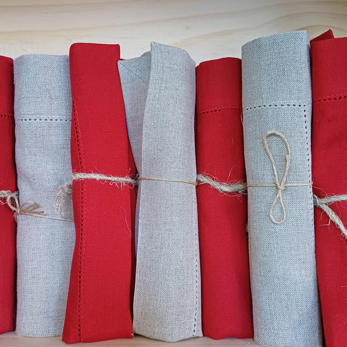 Serviette de table rouge ou nature (7)