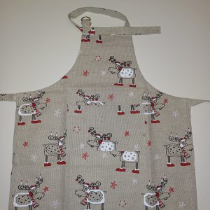 Tablier de Noël motif rennes, taille adulte / enfant